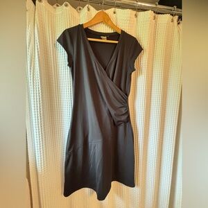 Athleta Charcoal Midi Dress with Side Rouching